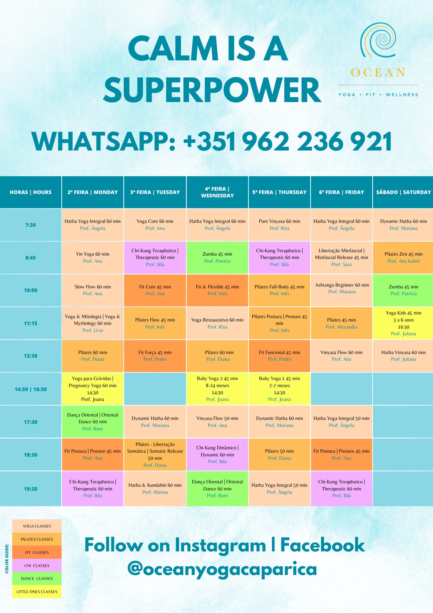 Horario aulas yoga studio